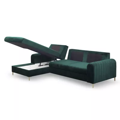 Rohová sedačka s úložným prostorem ESTENVAN - zelená, levý roh