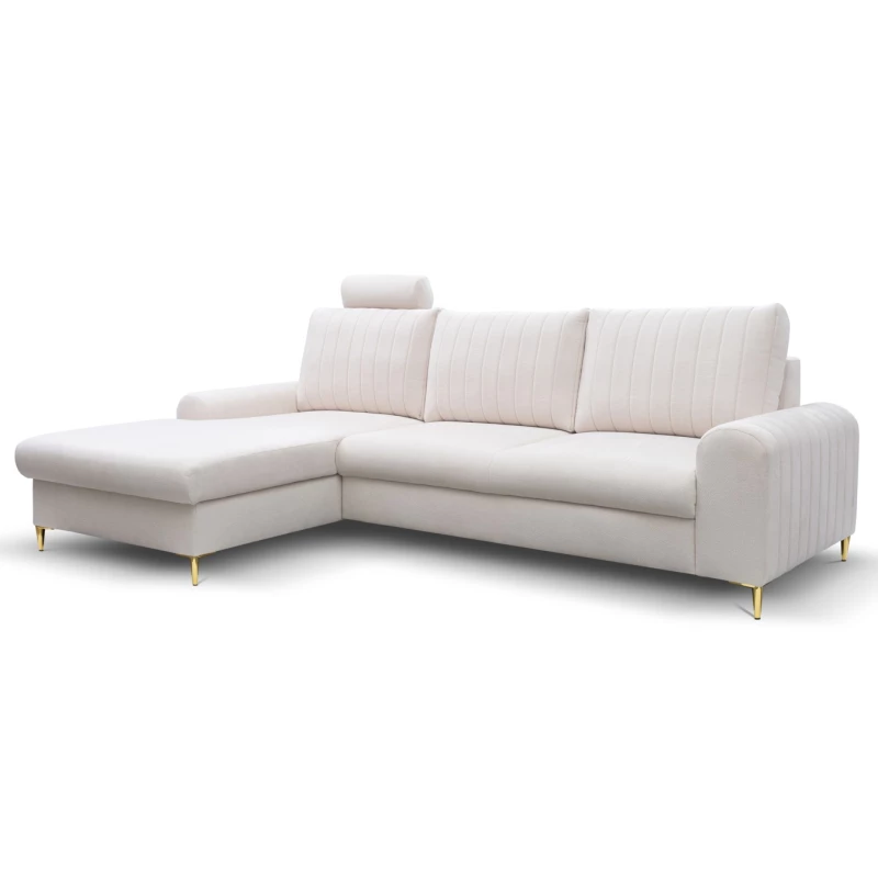 Rohová sedačka s úložným prostorem ESTENVAN - krémová, levý roh