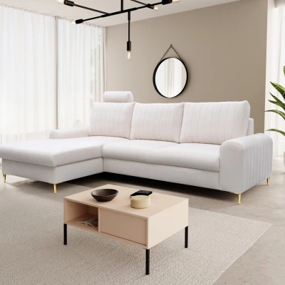 Rohová sedačka s úložným prostorem ESTENVAN - krémová, levý roh