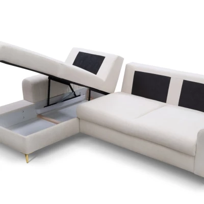 Rohová sedačka s úložným prostorem ESTENVAN - krémová, levý roh