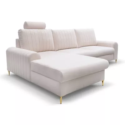 Rohová sedačka s úložným prostorem ESTENVAN - krémová, levý roh