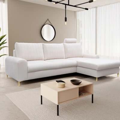 Rohová sedačka s úložným prostorem ESTENVAN - krémová, pravý roh