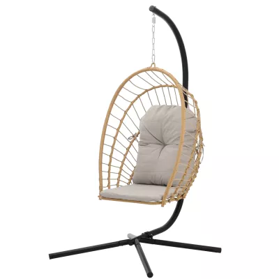 Skládací zahradní houpací křeslo LAMBROS -  hnědé / černé / šedé