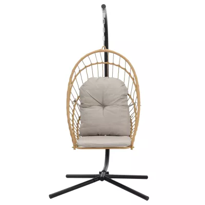 Skládací zahradní houpací křeslo LAMBROS -  hnědé / černé / šedé