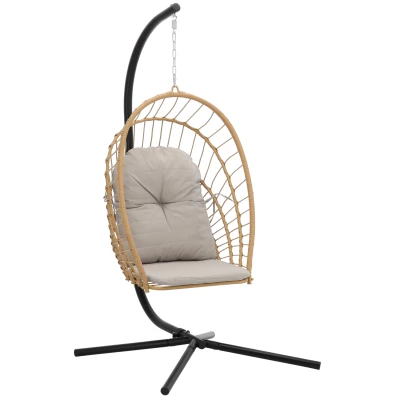 Skládací zahradní houpací křeslo LAMBROS -  hnědé / černé / šedé