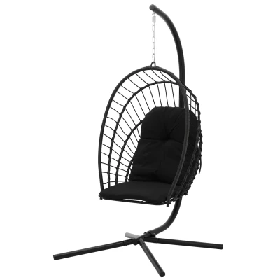 Skládací zahradní houpací křeslo LAMBROS -  černé