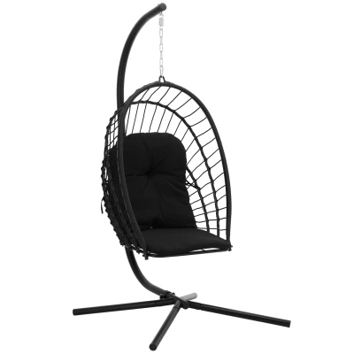 Skládací zahradní houpací křeslo LAMBROS -  černé