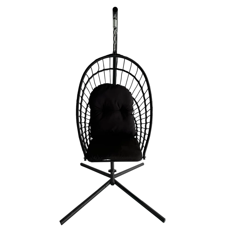 Skládací zahradní houpací křeslo LAMBROS -  černé