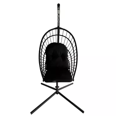 Skládací zahradní houpací křeslo LAMBROS -  černé