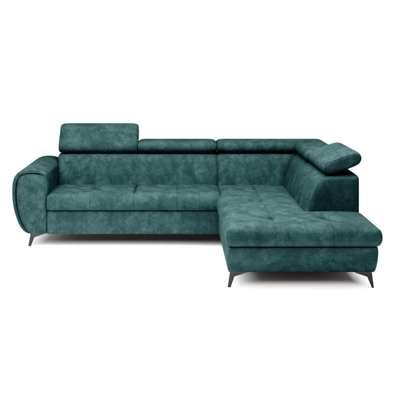 Rozkládací sedačka s úložným prostorem DAUPHIN - tyrkysová, pravý roh