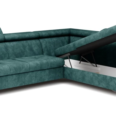 Rozkládací sedačka s úložným prostorem DAUPHIN - tyrkysová, pravý roh