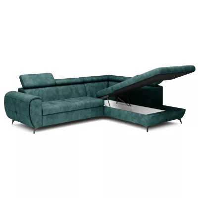 Rozkládací sedačka s úložným prostorem DAUPHIN - tyrkysová, pravý roh