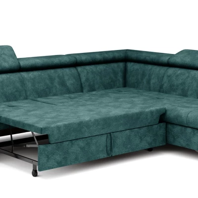 Rozkládací sedačka s úložným prostorem DAUPHIN - tyrkysová, pravý roh