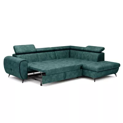 Rozkládací sedačka s úložným prostorem DAUPHIN - tyrkysová, pravý roh