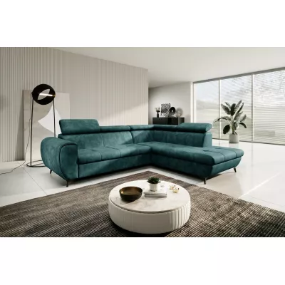 Rozkládací sedačka s úložným prostorem DAUPHIN - tyrkysová, pravý roh