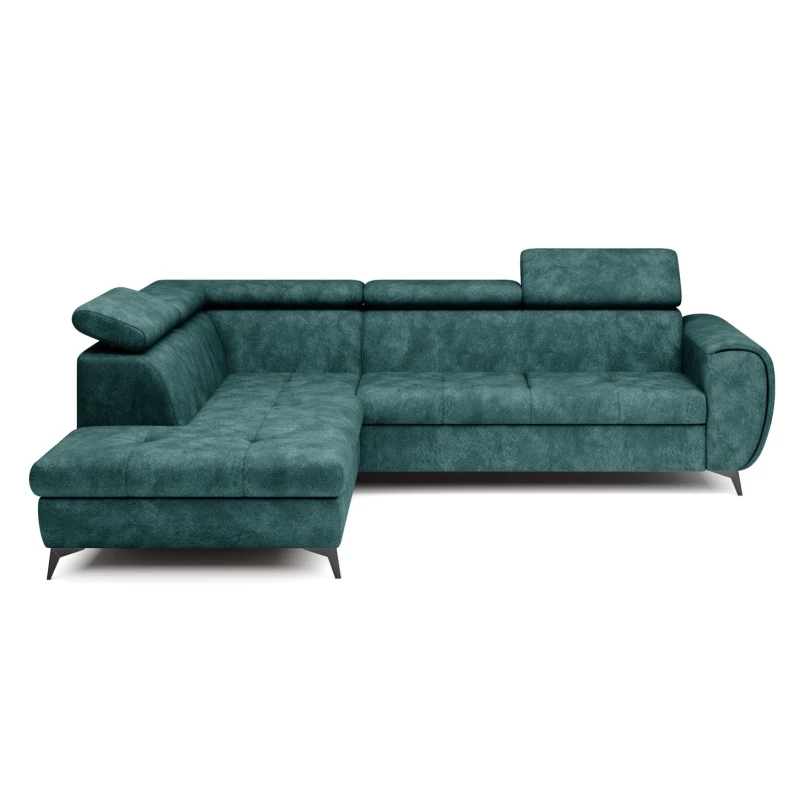 Rozkládací sedačka s úložným prostorem DAUPHIN - tyrkysová, levý roh