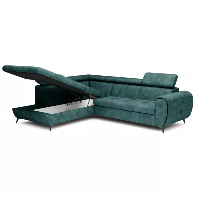 Rozkládací sedačka s úložným prostorem DAUPHIN - tyrkysová, levý roh