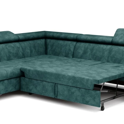 Rozkládací sedačka s úložným prostorem DAUPHIN - tyrkysová, levý roh