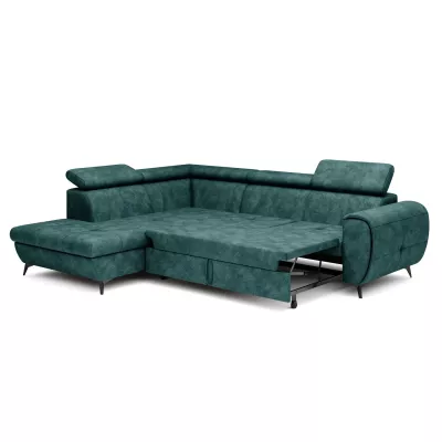 Rozkládací sedačka s úložným prostorem DAUPHIN - tyrkysová, levý roh