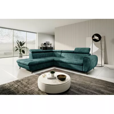 Rozkládací sedačka s úložným prostorem DAUPHIN - tyrkysová, levý roh