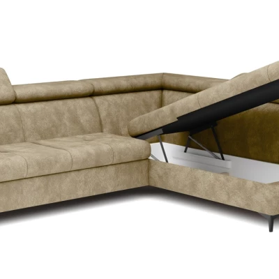 Rozkládací sedačka s úložným prostorem DAUPHIN - béžová, pravý roh