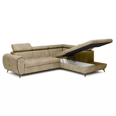 Rozkládací sedačka s úložným prostorem DAUPHIN - béžová, pravý roh