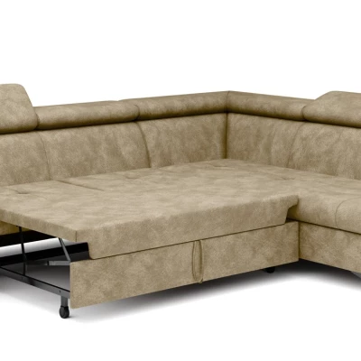 Rozkládací sedačka s úložným prostorem DAUPHIN - béžová, pravý roh