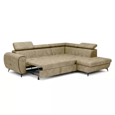 Rozkládací sedačka s úložným prostorem DAUPHIN - béžová, pravý roh