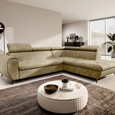 Rozkládací sedačka s úložným prostorem DAUPHIN - béžová, pravý roh