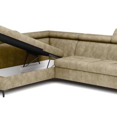 Rozkládací sedačka s úložným prostorem DAUPHIN - béžová, levý roh