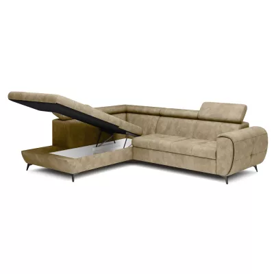 Rozkládací sedačka s úložným prostorem DAUPHIN - béžová, levý roh