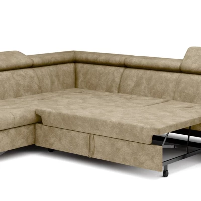 Rozkládací sedačka s úložným prostorem DAUPHIN - béžová, levý roh