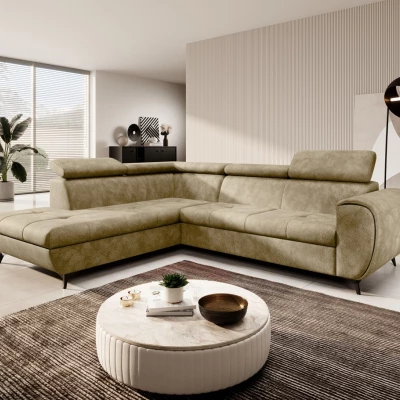 Rozkládací sedačka s úložným prostorem DAUPHIN - béžová, levý roh