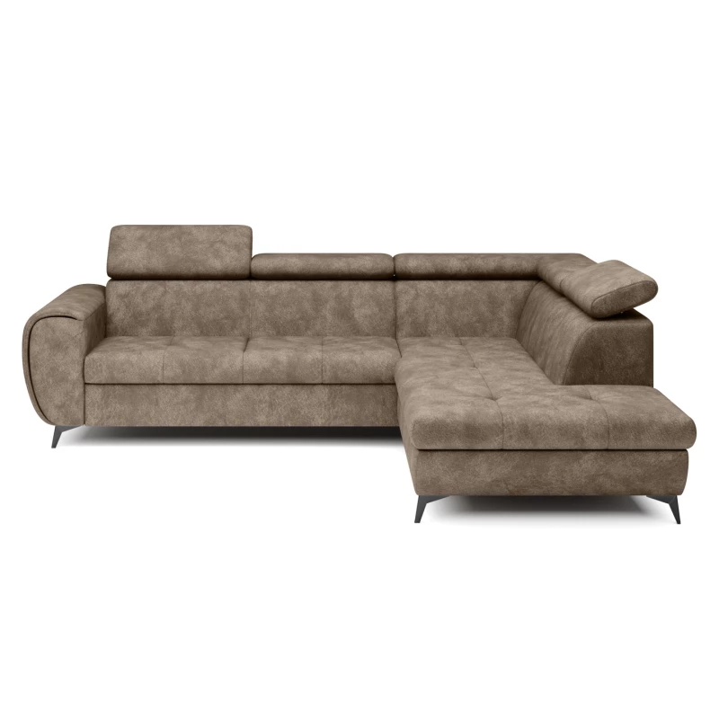 Rozkládací sedačka s úložným prostorem DAUPHIN - hnědá, pravý roh