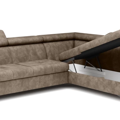 Rozkládací sedačka s úložným prostorem DAUPHIN - hnědá, pravý roh