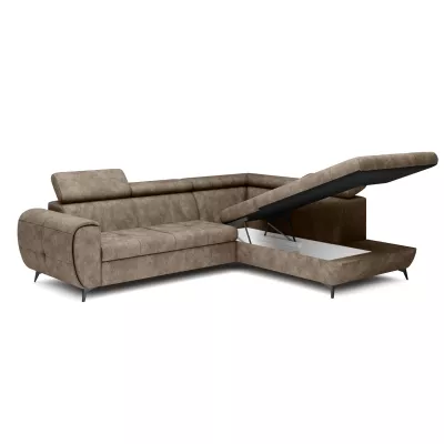 Rozkládací sedačka s úložným prostorem DAUPHIN - hnědá, pravý roh