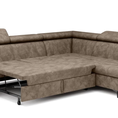 Rozkládací sedačka s úložným prostorem DAUPHIN - hnědá, pravý roh