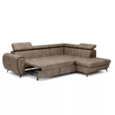 Rozkládací sedačka s úložným prostorem DAUPHIN - hnědá, pravý roh