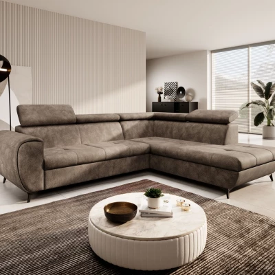 Rozkládací sedačka s úložným prostorem DAUPHIN - hnědá, pravý roh