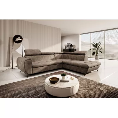 Rozkládací sedačka s úložným prostorem DAUPHIN - hnědá, pravý roh