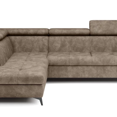 Rozkládací sedačka s úložným prostorem DAUPHIN - hnědá, levý roh