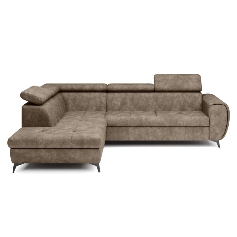 Rozkládací sedačka s úložným prostorem DAUPHIN - hnědá, levý roh