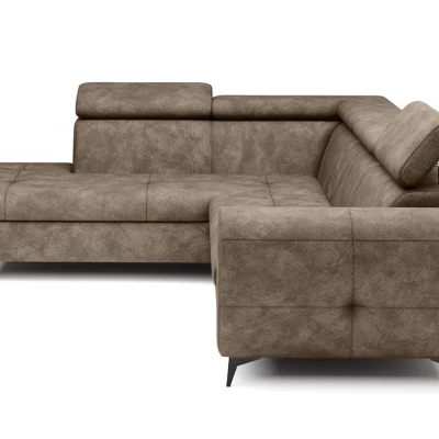 Rozkládací sedačka s úložným prostorem DAUPHIN - hnědá, levý roh