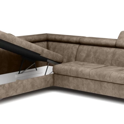 Rozkládací sedačka s úložným prostorem DAUPHIN - hnědá, levý roh