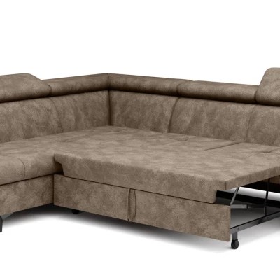 Rozkládací sedačka s úložným prostorem DAUPHIN - hnědá, levý roh