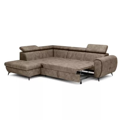 Rozkládací sedačka s úložným prostorem DAUPHIN - hnědá, levý roh