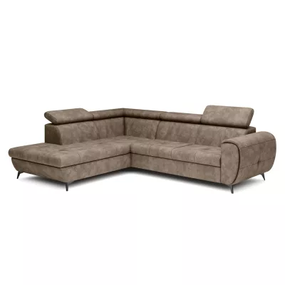 Rozkládací sedačka s úložným prostorem DAUPHIN - hnědá, levý roh