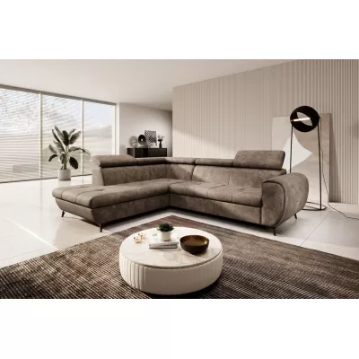 Rozkládací sedačka s úložným prostorem DAUPHIN - hnědá, levý roh