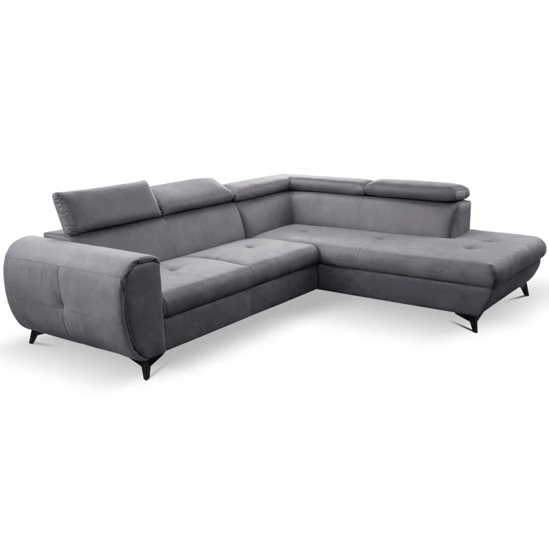 Rozkládací sedačka s úložným prostorem DAUPHIN - šedá, pravý roh