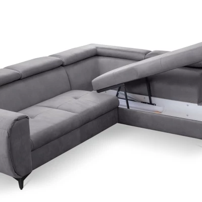 Rozkládací sedačka s úložným prostorem DAUPHIN - šedá, pravý roh